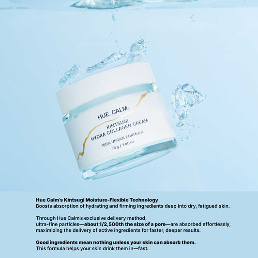 Hue Calm collagen cream with micro-particle delivery system for deep absorption
