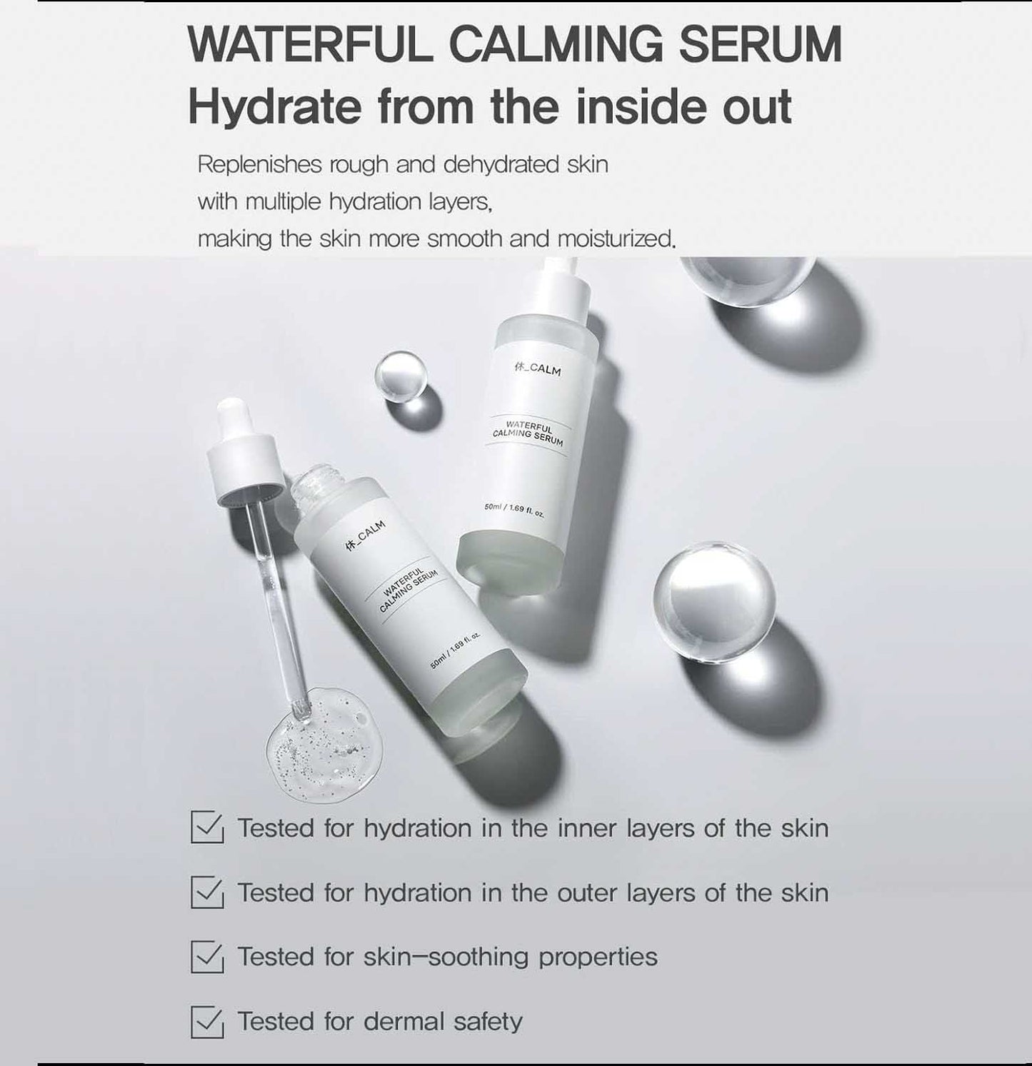 Waterful Calming Serum tested for hydration and skin soothing benefits