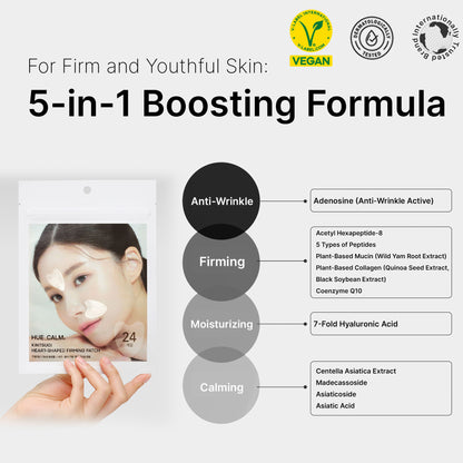 5-in-1 anti-aging formula with adenosine, peptides, collagen, hyaluronic acid, and centella asiatica – Hue Calm wrinkle patch