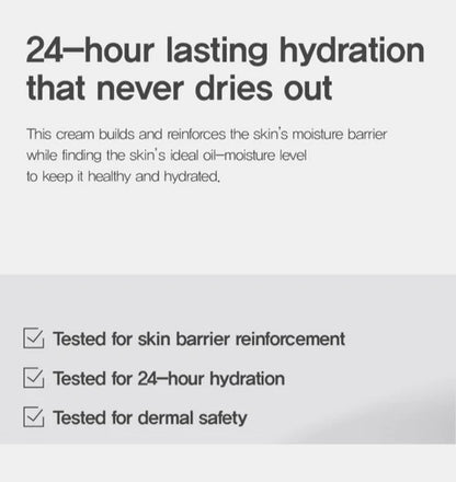 Hue Calm Barrier Cream 24hr hydration test results chart