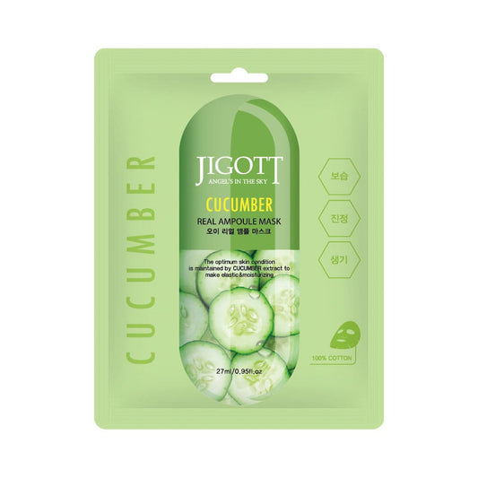 Front-facing clean packshot of JIGOTT Cucumber Real Ampoule Mask