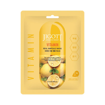 Front-facing product image of JIGOTT Vitamin Real Ampoule Mask with lemon design