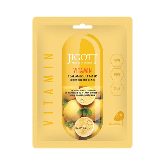 Front-facing product image of JIGOTT Vitamin Real Ampoule Mask with lemon design