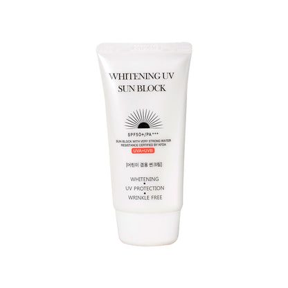 Jigott Whitening UV Sunscreen tube front view with SPF50+ PA+++ label