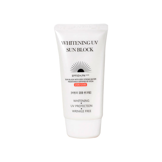 Jigott Whitening UV Sunscreen tube front view with SPF50+ PA+++ label