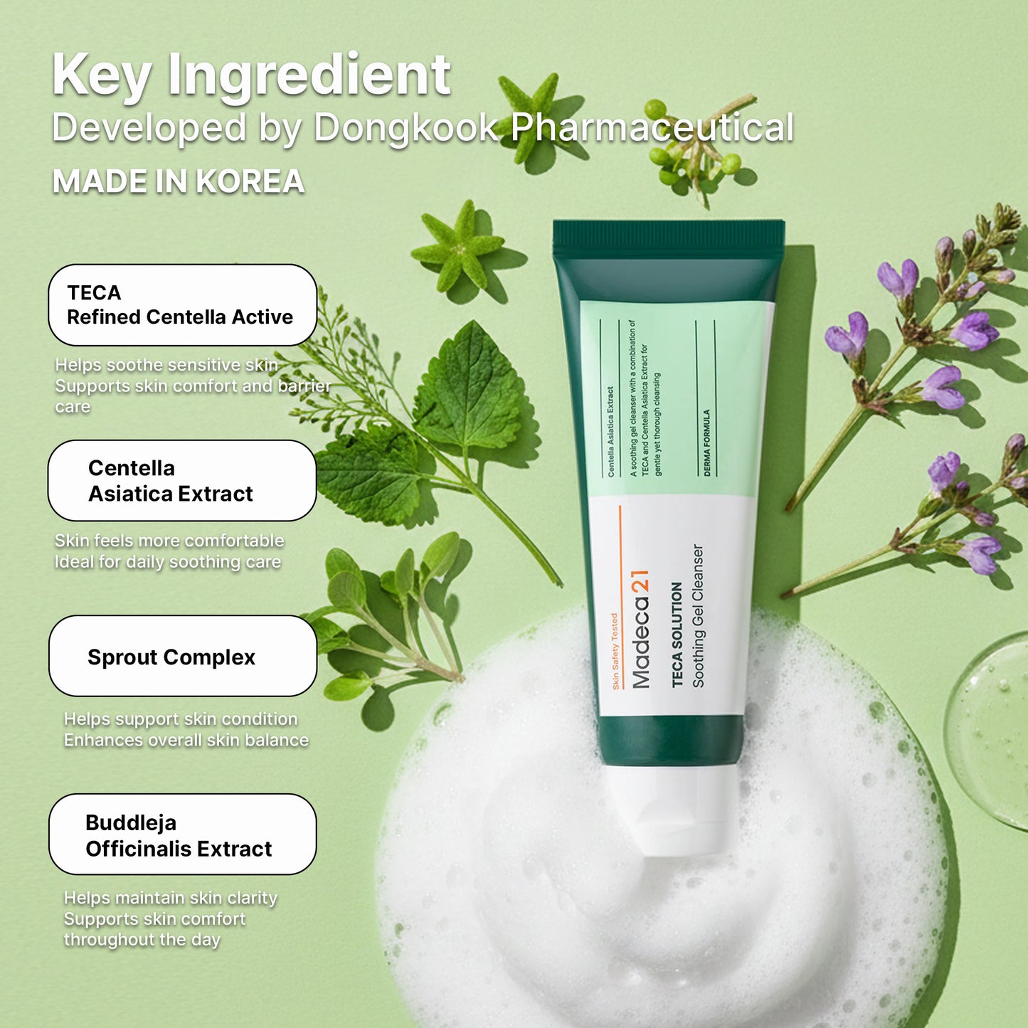 MADECA21 TECA Solution Soothing Gel Cleanser 100ml – TECA & Centella Calming Facial Cleanser | Wholesale K-Beauty