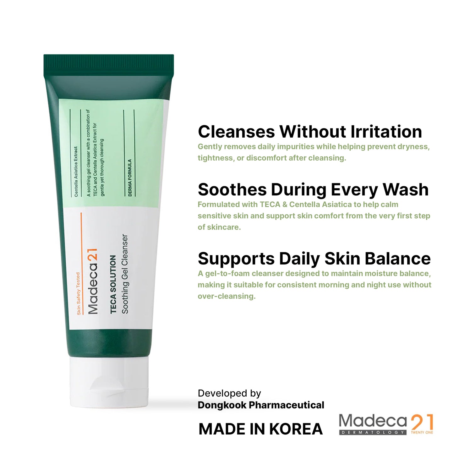 MADECA21 TECA Solution Soothing Gel Cleanser 100ml – TECA & Centella Calming Facial Cleanser | Wholesale K-Beauty