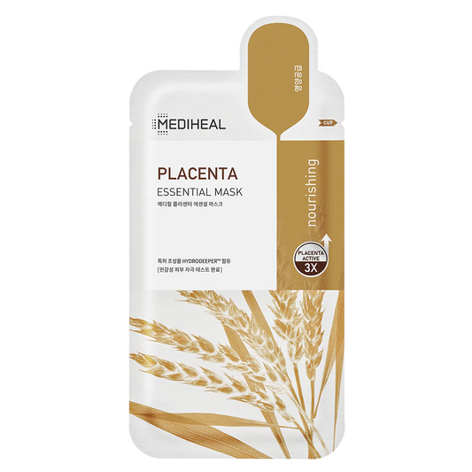 Product pouch front view of Mediheal Placenta Essential Mask for K-Beauty wholesale listing