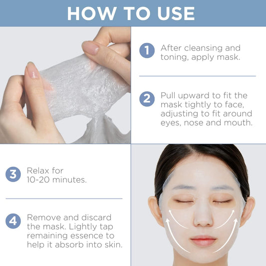 Step-by-step usage guide for Mediheal Hyaluronate Watermide Mask with illustrations