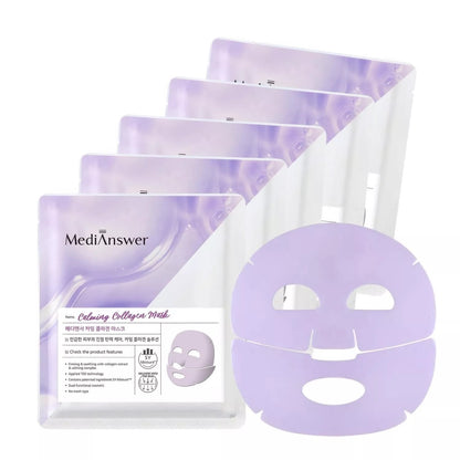 MediAnswer Collagen Mask – French Collagen Sheet Mask for Hydration, Firming, Pore & Calming | Wholesale K-Beauty (Pack of 5)